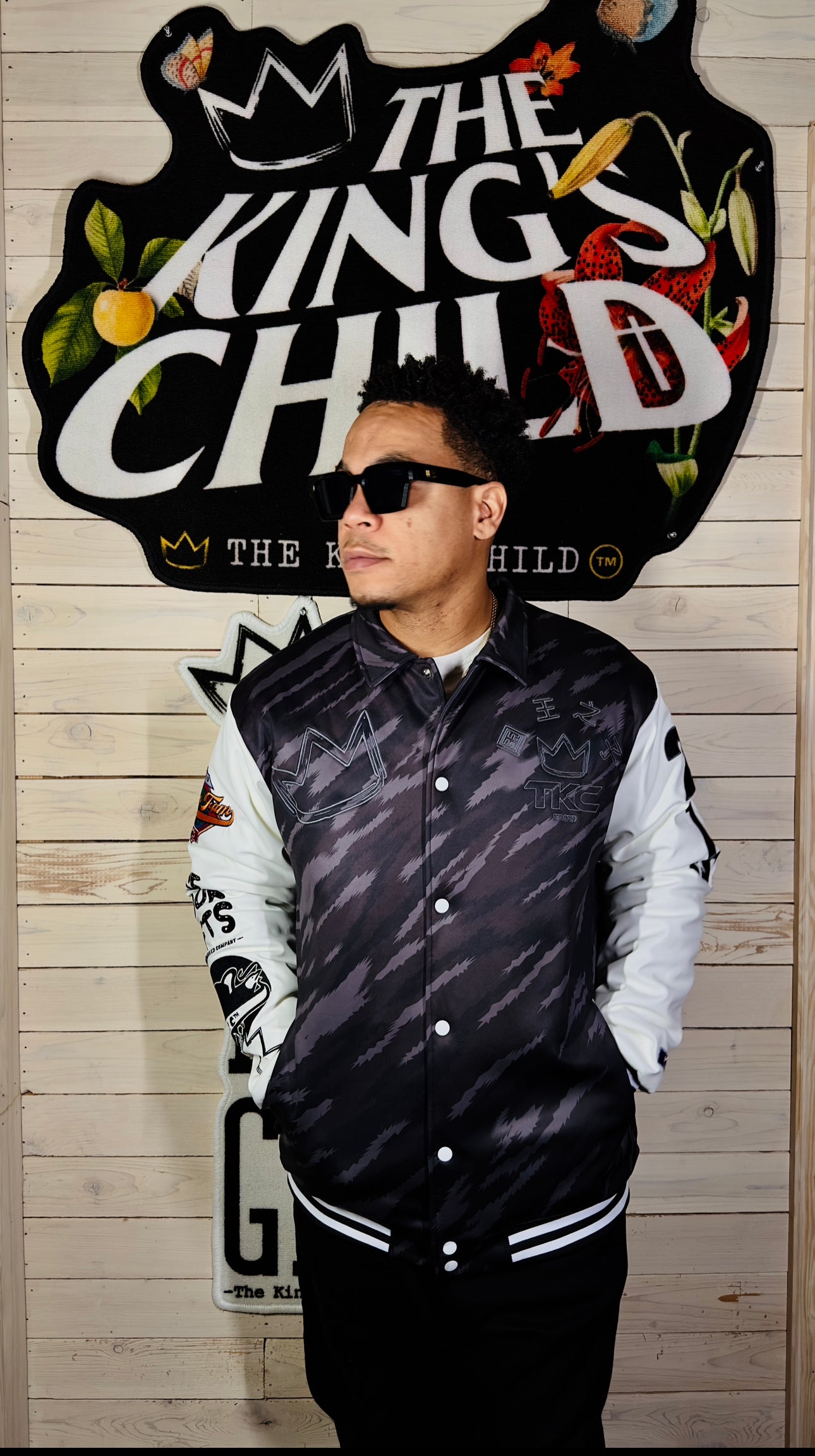 TKC™️ May My Enemies Find GOD Crew Jacket (Black Tiger Stripe Camo)