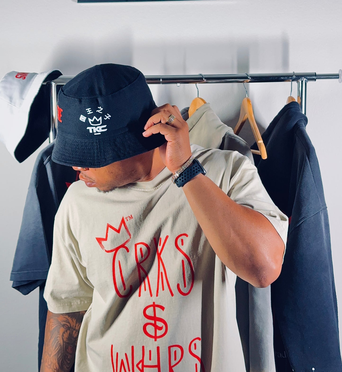 TKC™️ SINNOMORE: Crk$ & Whr$ (Black Men’s Bucket Hat)